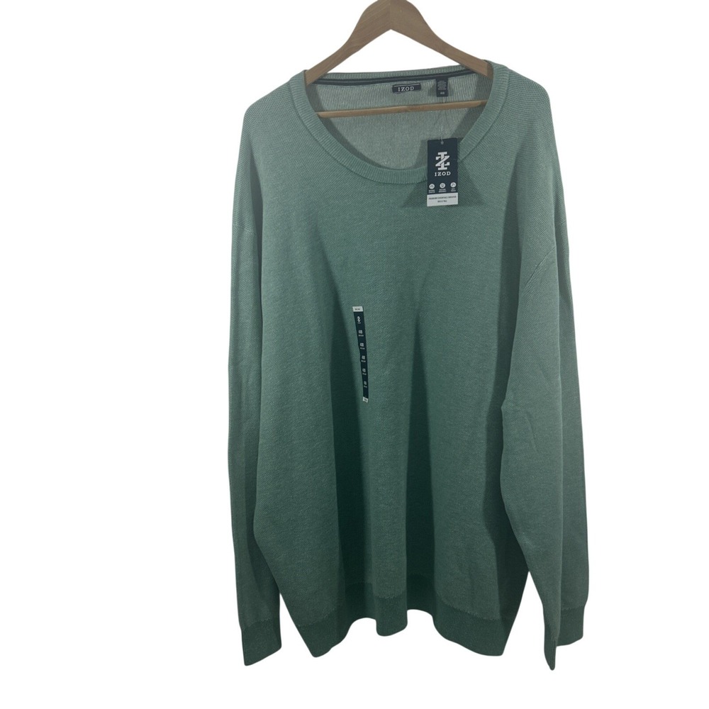 Izod Men 4XB Green Crew Neck Sweater Long Sleeves Big & Tall New Tags